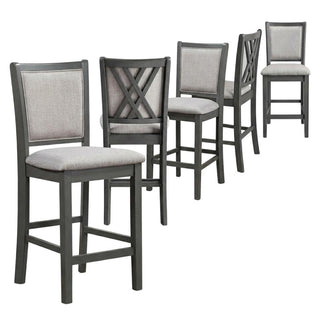 Solid Wood Dining Chairs with Polyester Seat by Starlight Canyon Home – Solid + Manufactured Wood, Polyester, Grey, Pack of 6