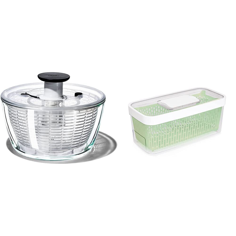 OXO Salad Spinner Glass + Keeper - Large / Clear / 1 Spinners