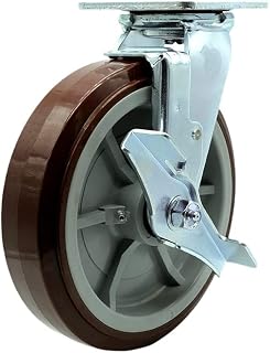 HP0569269B Cres Cor 8 Inch Swivel Caster with Brake - Heavy Duty Replacement - Polyurethane Wheel - Service Caster Brand