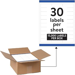 Waterproof Sticker Labels for Printer - 1" x2-5/8 Mailing Labels, Ultrahold Permanent Adhesive, Laser Printers, 15,000 Printable Avery Address Label Sheets (95520)