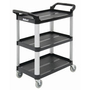 Utility Cart with 3 Shelves Black Plastic - 33" L x 16 13/16 W x 37" H by HUBERT – Plastic, Black, Model 191538025778