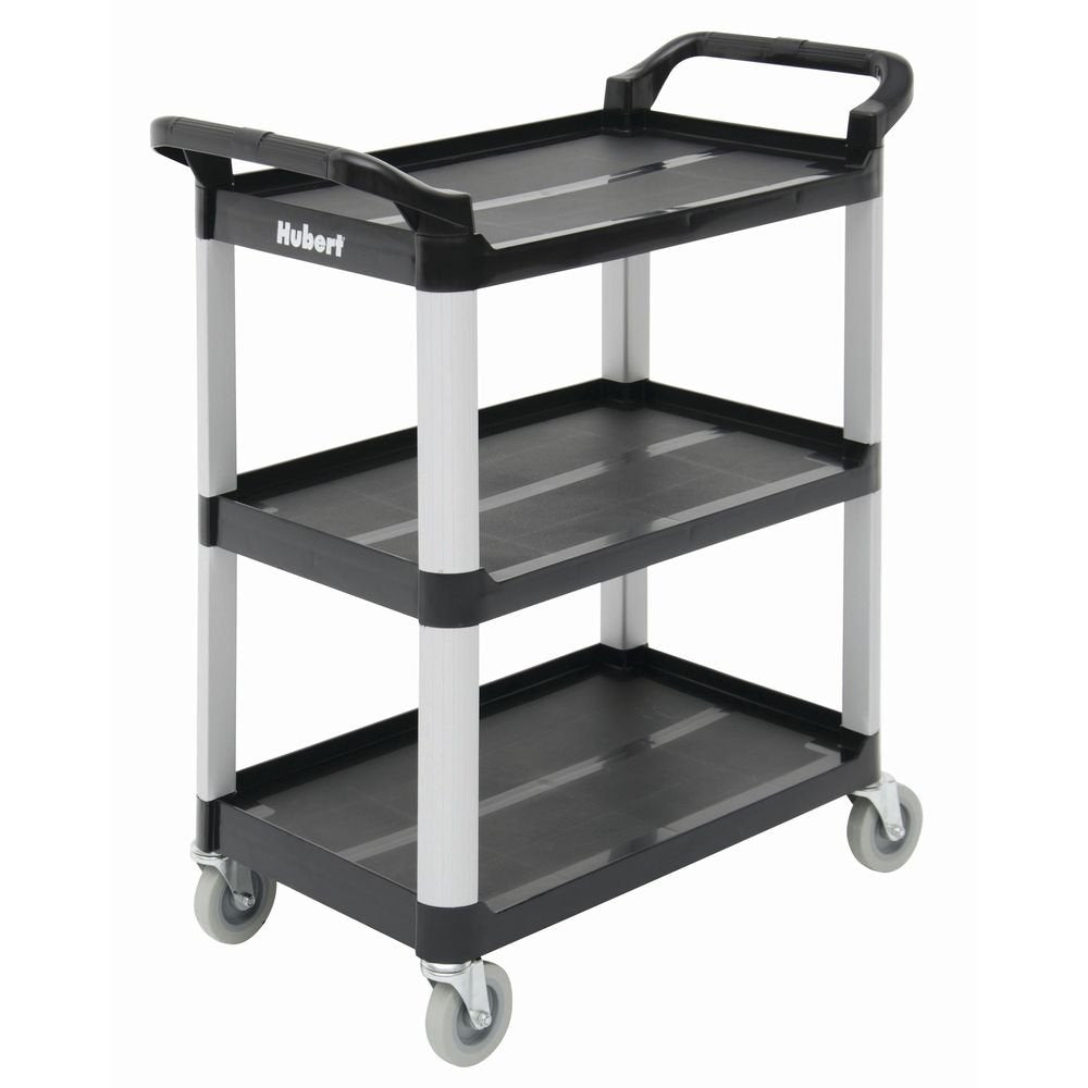 Utility Cart with 3 Shelves Black Plastic - 33" L x 16 13/16 W x 37" H by HUBERT – Plastic, Black, Model 191538025778