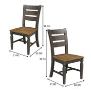 Solid Wood Ladderback Dining Chairs Set of by Furnifact – Wood, Hickory and Washed Coal, Pack of 2