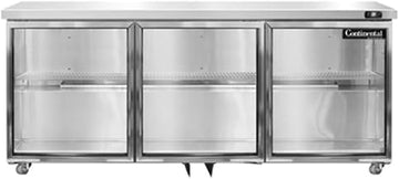 SW72-GD-U Three Section Undercounter Refrigerator 72" W, Glass Doors