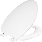Bemis CHURCH Toilet Seat, Easy Clean Hinges Release for Deep Cleans, Durable Enameled Wood Seat, Elongated, White