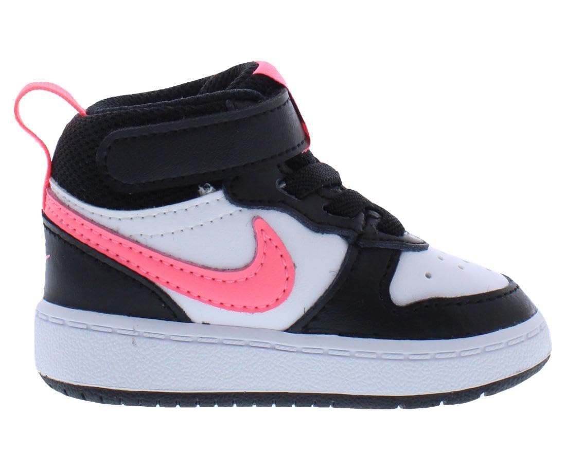 Court Borough Mid 2 Leather Infant/Toddler Shoes Size by Nike – 3 Toddler, Midnight Black/Sunset Pulse/White-black, Model CD7784005