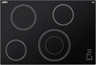 Summit 30" Electric Cooktop, 4 Burners, 208-240V Radiant Cooktop, Black- CR4B30T11B