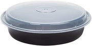Pactiv Evergreen Newspring VERSAtainer Microwavable Containers, Vented Lid, 48 oz, 9" Diameter, Black/Clear, Plastic, 150/...