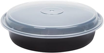 Pactiv Evergreen Newspring VERSAtainer Microwavable Containers, Vented Lid, 48 oz, 9" Diameter, Black/Clear, Plastic, 150/...