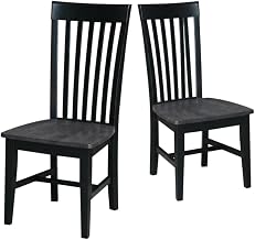 Furnifact Solid Wood Dining Chair with Tall Mission Back, Set of 2 Kitchen and Dining Room Chairs for Table