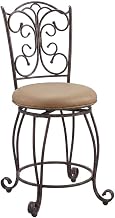 Furnifact Metal Counter Stool with Gathered Back, Swivel Seat, Microfiber Cushion, Upholstered Counter Stool for Kitchen Island Counter, Bronze