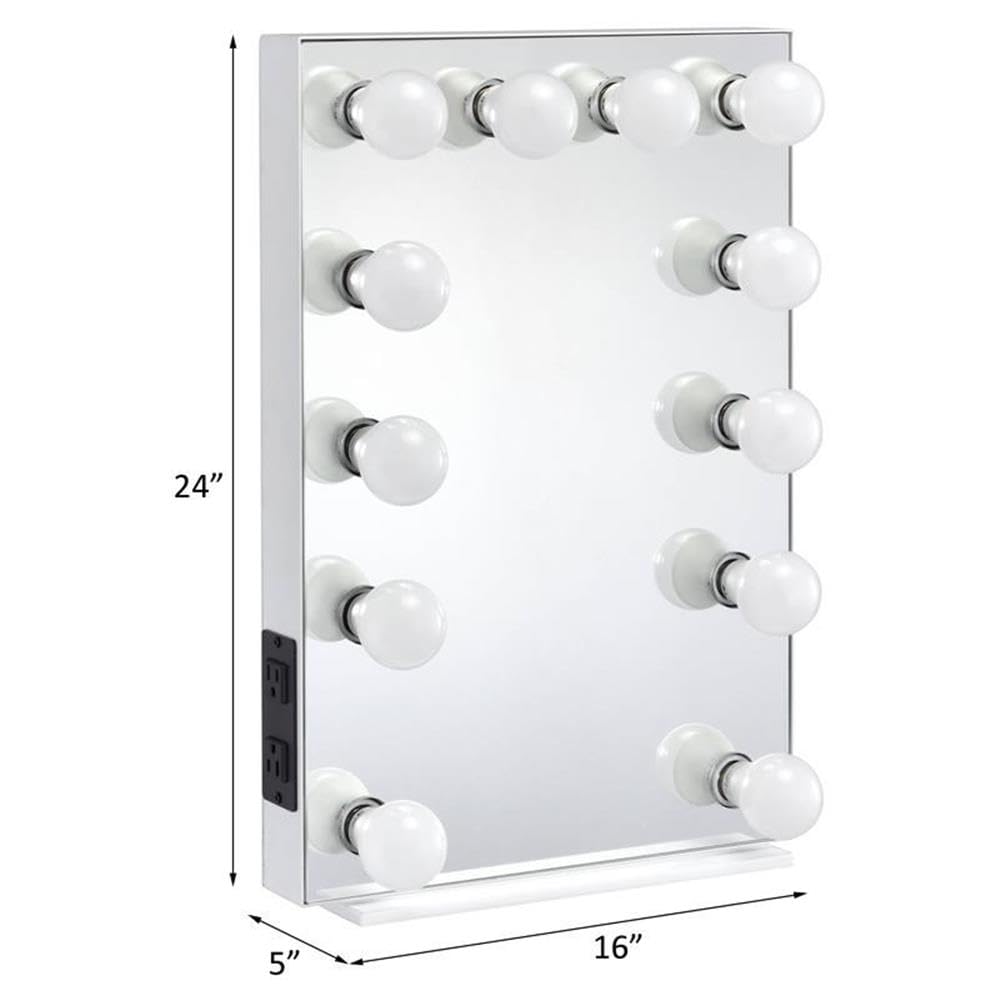 ASA Rectangle Accent Mirror in White by Acme – 24"L x 16"W, Metal, White, Model AC00760
