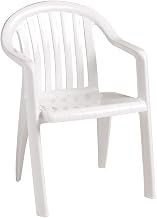 Grosfillex Resin Lowback Stacking Outdoor Armchair - White, Lot of 12