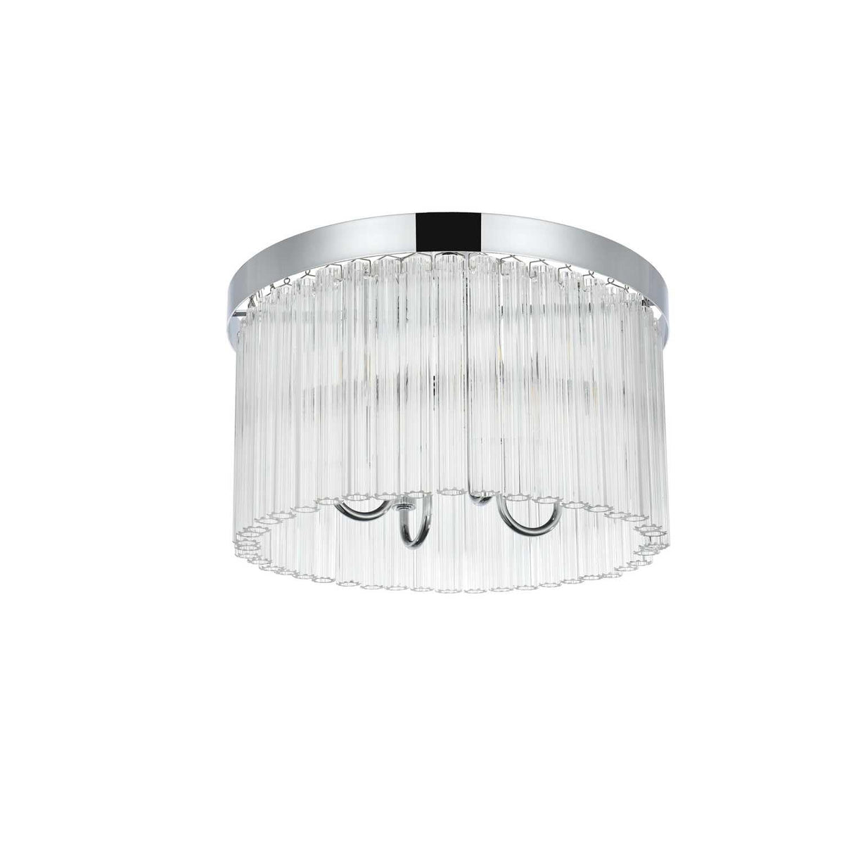 Harlow Four Light Flush Mount Chrome by Lighting Design – Iron, Chrome