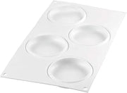 Silikomart Decor Round 80 Silicone Baking and Freezing Mold with 4 Cavities, Each 3.34 Inch Diameter x 0.59 Inch High