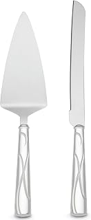 Lenox Adorn Silverware Cake Knife & Server Dessert Set, 2-Piece, Flatware | silverplate over zinc alloy | 8.75 inch knife, 8 inch server | elegant dessert serving gift, wedding cake cutting set