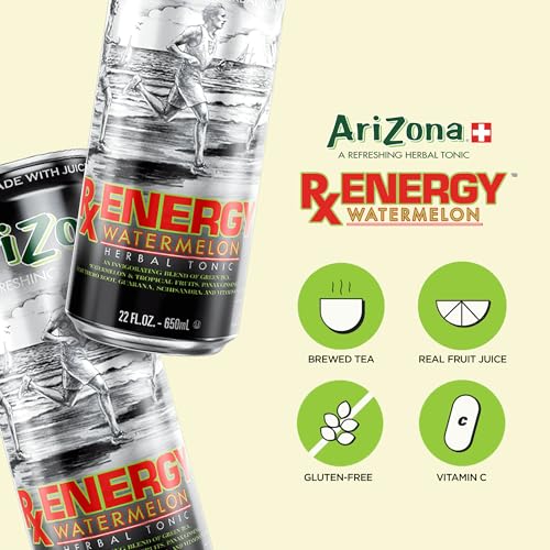 AriZona Rx Energy Watermelon / 22 Fl Oz (12 Pack) / 12 Fruit Juice