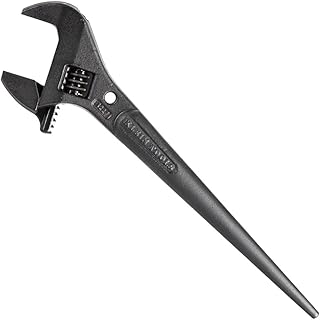KLEIN TOOLS 3227 Extra Wide Adjustable Wrench, Made in USA, Construction Spud Wrench for Up to 1-7/16-Inch Nuts and Bolts, 10-Inch, with Tether Hole