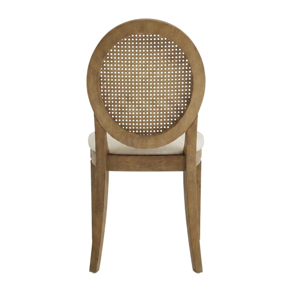 Brown 2-Piece Cane-Back Dining Chair Set with Upholstered Seats by Furnifact – Rubberwood 85.00%,Paper Rattan 5.00%,Foam 5.00%,Fabric 5.00%, Brown, Pack of 2