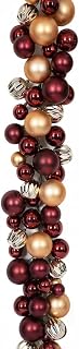 A-200600 6 ft. Mixed Matte & Reflective Ball Garland Burgundy & Gold