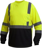 Pyramex RLTS3110BX4 RLTS31B Series T-Shirt Hi-Vis Lime Long Sleeve - Black Bottom - Size 4X Large