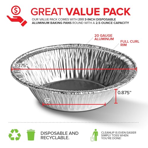 Stock Your Home 200 Pack (3 Inch) / Silver / 200 Pie Pans