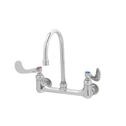 Wall Mount 8-Inch Centers Rigid Gooseneck Double Pantry Faucet with 4-Inch Wrist Action Handles by T&S Brass – not_applicable, Brass, Model B-0330-04