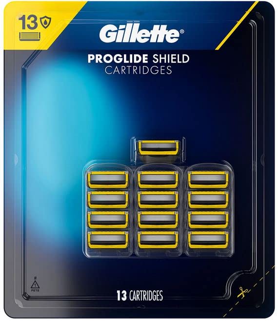 ProGlide Shield Men's Razor Blades (13 Count) by Gillette – 13 Count (Pack of 1), Metal, Black, Pack of 13, Model 980280284