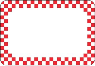 HUBERT Deli Tag with Red Checks Write On Style Vinyl Heat Resistant - 2 1/8H x 3 1/8 L 12 Per Bag