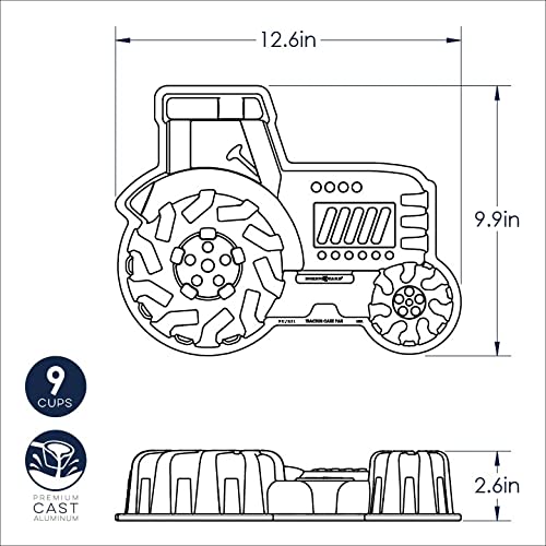 Pro Cast Tractor Pan by Nordic Ware – 9 Cup Capacity, Cast Aluminum, Black, Model 51524