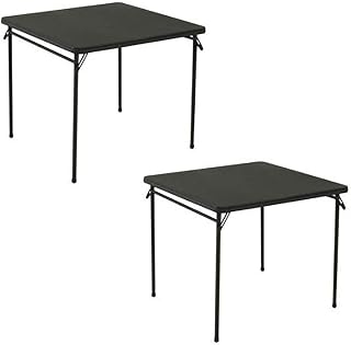 Cosco Square Folding Table 34" Black Steel, Steel Frame, Vinyl
