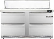 DL60-16-FB-D Designer Line Sandwich Unit, 60" W, With 16 Pan Top Openings, Front Breathing & Four Drawers
