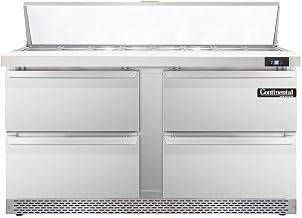 DL60-16-FB-D Designer Line Sandwich Unit, 60" W, With 16 Pan Top Openings, Front Breathing & Four Drawers