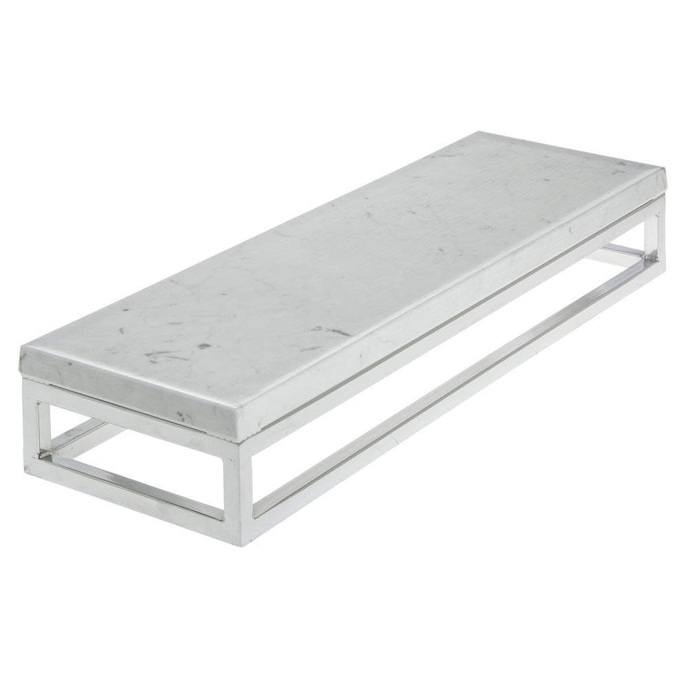 Cerve Collection Chrome Display Riser with Marble Top - 3 1/5"H by HUBERT – Metal, Grey, Model 53034+34778