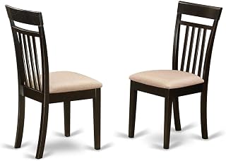 CAC-CAP-C Capri Dining Room Chairs - Linen Fabric Upholstered Solid Wood Chairs, Set of 2, Cappuccino