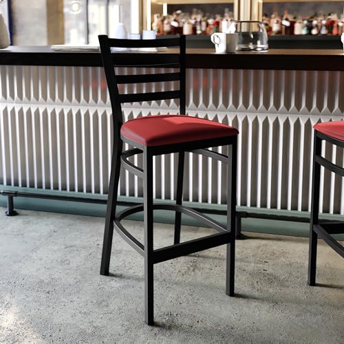 Flash Furniture Red Vinyl Seat/Black Metal Frame / Set of 1 / Traditional Barstools