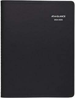 2024-2025 AT-A-GLANCE QuickNotes 8-inch x 10-inch Academic Weekly & Monthly Planner, Faux Leather Cover, Black (76-11-05-25)