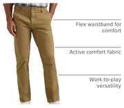 Men's Extreme Motion Flat Front Regular Straight Pant Bronze 36W x 32L by Lee – Cotton, Bronze, Model 4273516