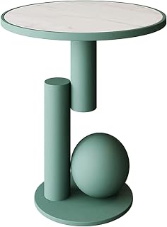 Modern Minimalist Round Coffee Table - 21.7" Height Sofa Side Table with Metal e - Slish Nightstand for Living Room & Bedroom - Mesa Creative Design