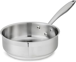Browne Thermalloy 2 qt Stainless Steel Straight-Sided Sauté Pan with Handle - 8 7/10"Dia x 4"H