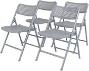 National Public Seating NPS Airflex Series premium Polypropylene Folding Chair Platinum 4PK