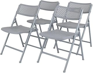 National Public Seating NPS Airflex Series premium Polypropylene Folding Chair Platinum 4PK
