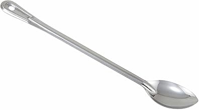 Winco 21" Stainless Steel Basting Solid Spoon | Dishwasher safe, Extra long handle, Holds juices, Great for Cooking, Buffet Service, Food Preparation and Serving