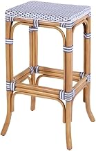 Laguna 30.5 in. Seat Height Rattan Bar Stool - White and Gray