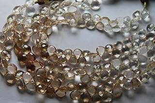 LKBEADS 8 Inches Strand, AAA Natural Imperial Brown Topaz Faceted Heart Briolettes Size 8-9mm Code-HIGH-3632