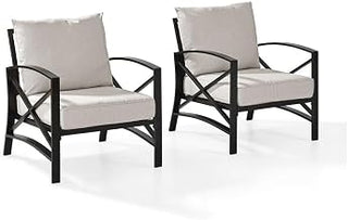 Beige Outdoor Chair Set, 2-Piece Patio Furniture, Rustic Oil Rubbed Bronze Finish, Weather-Resistant, Comfortable arm and backrest, Durable Steel Frame