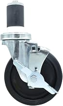 BK Resources 5" Polyolefin 1-1/2" Expanding Stem Swivel Caster for Work Tables with Top Lock Brake, NSF, 300lb Capacity Per Wheel