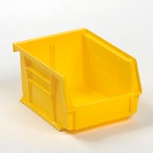 Global Industrial Plastic Stacking Bin 4-1/8 x 5-3/8 x 3, Yellow, Lot of 24