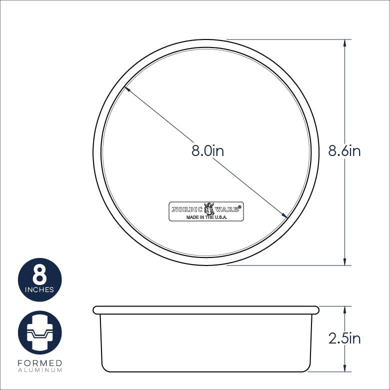 Naturals Round Cake Pan by Nordic Ware – 8 inches, 6.0 cups, Aluminum, Natural, Model 46800AMZ