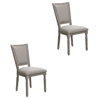 Fabric-Upholstered Wood Side Chair by Furnifact – Wood, Grey, Pack of 2